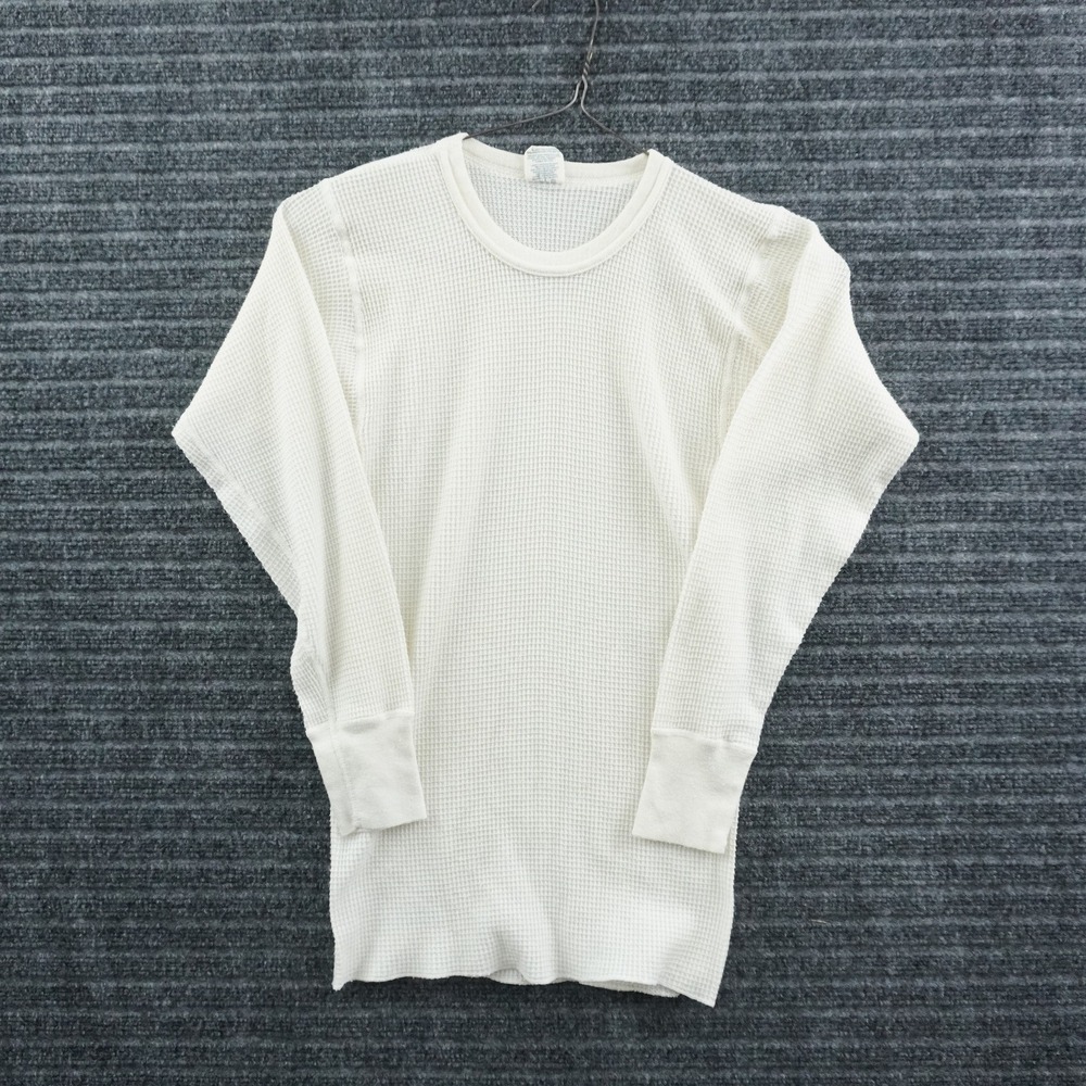 J.E. Morgan Thermal Shirt Mens Medium Cream Vintage 70s Waffle Knit Made in USA
